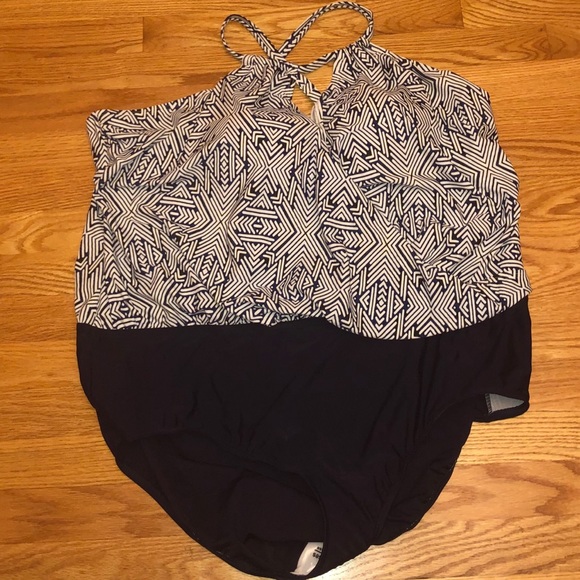 Navy Blue One Piece Swimsuit - Picture 1 of 6